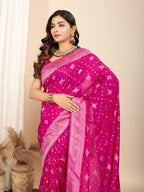 Pink Soft Silk Woven Meenakari Designer Saree - Vedanti | Grocsy