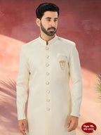 Joban Fashion Men's White Straight Imported Tr Self-Design In Fabric Indo-Western Kurta Set | Grocsy