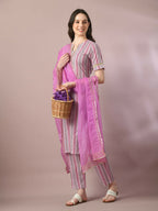 Myshka Women's Multi Printed Cotton Straight Party Kurta Set With Dupatta | Grocsy