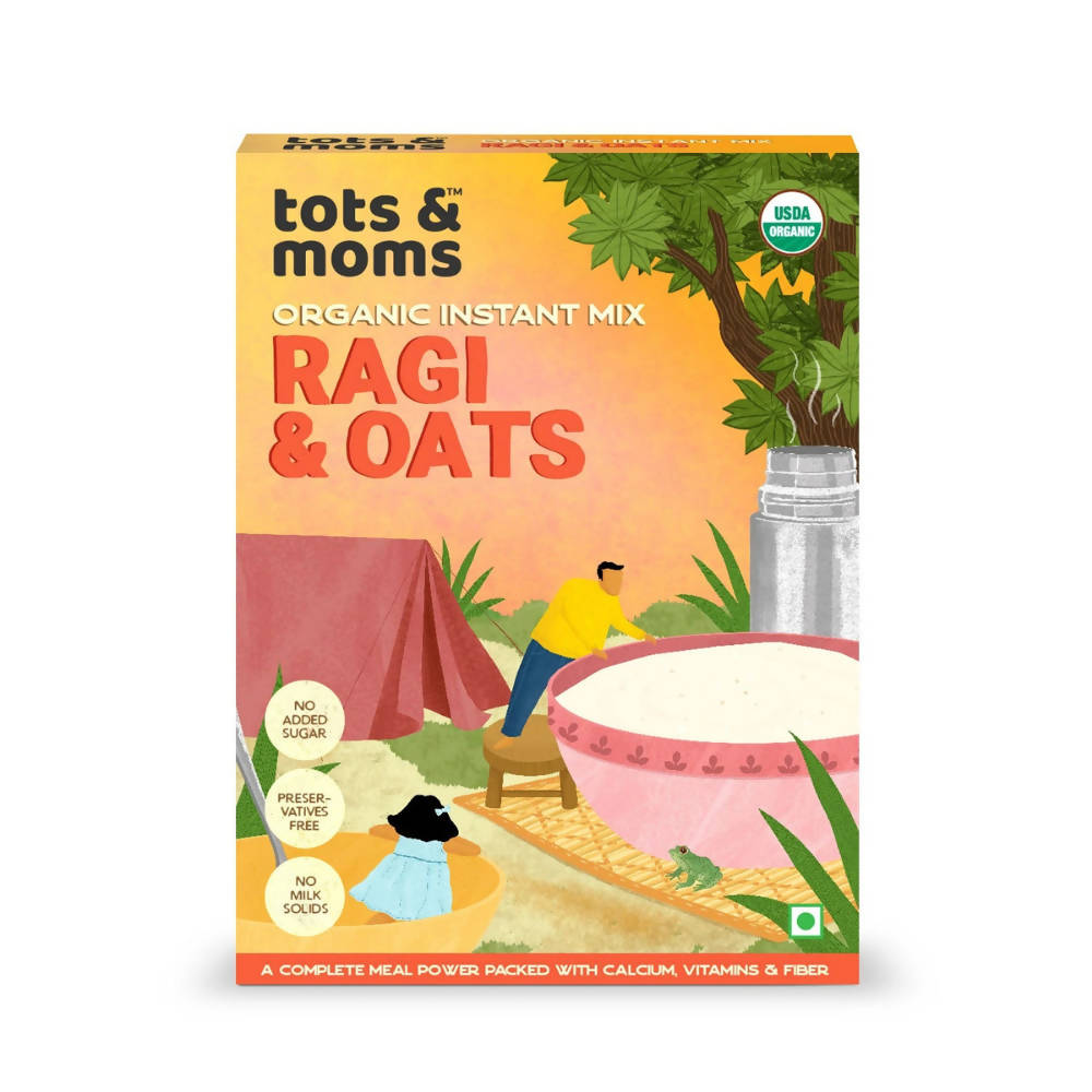 Tots and Moms Organic Ragi & Oats Instant Mix | Grocsy