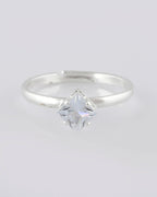 VOJ white CZ-detail Stainless Steel Cubic Zirconia Silver Plated adjustable finger Ring | Grocsy