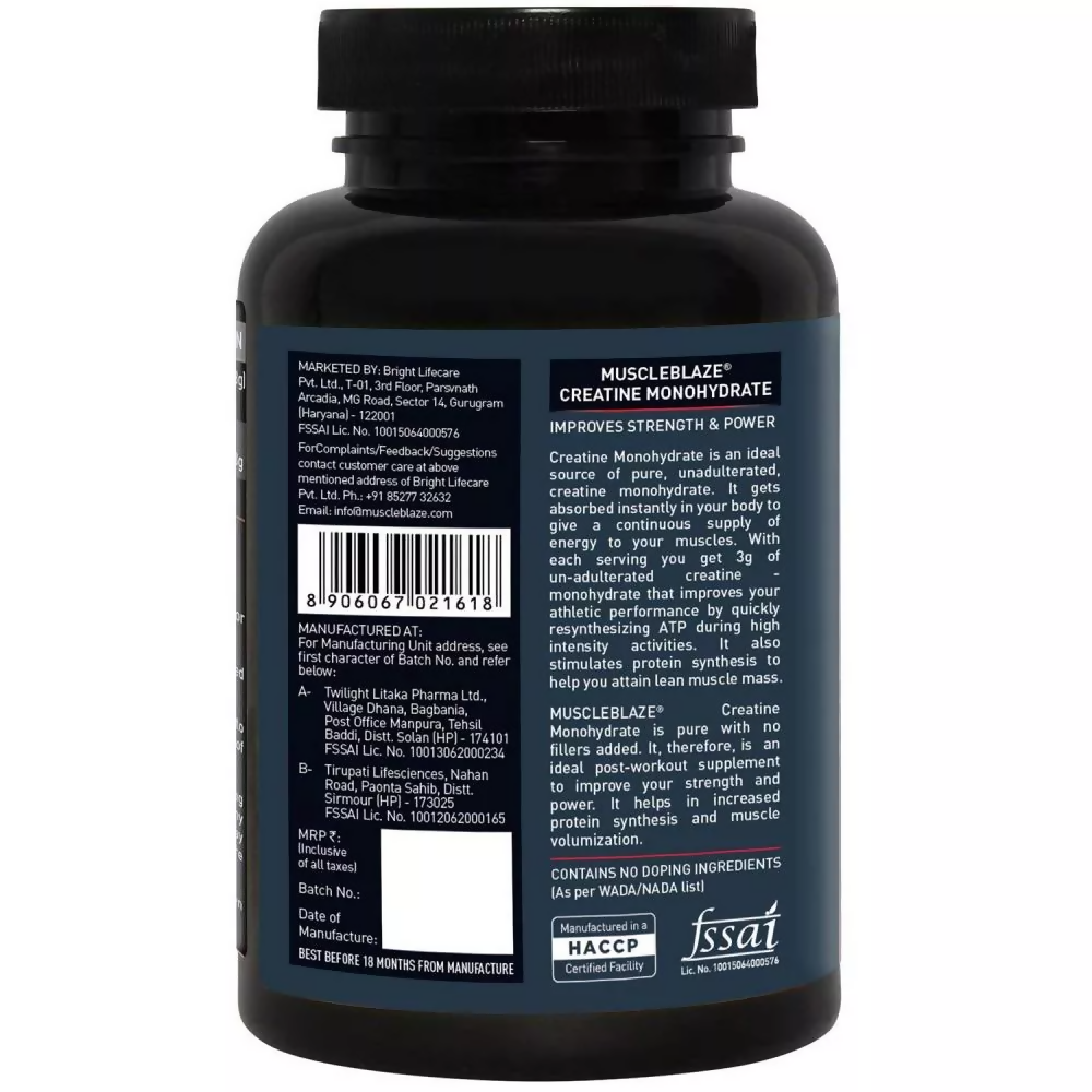 MuscleBlaze Creatine Monohydrate Unflavored | Grocsy