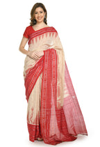 Vamika Sambalpuri Ikat Cotton Scot Dali Tasrite & Red Saree | Grocsy