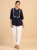 Womens Dark Blue Rayon Solid Top - Keeva | Grocsy