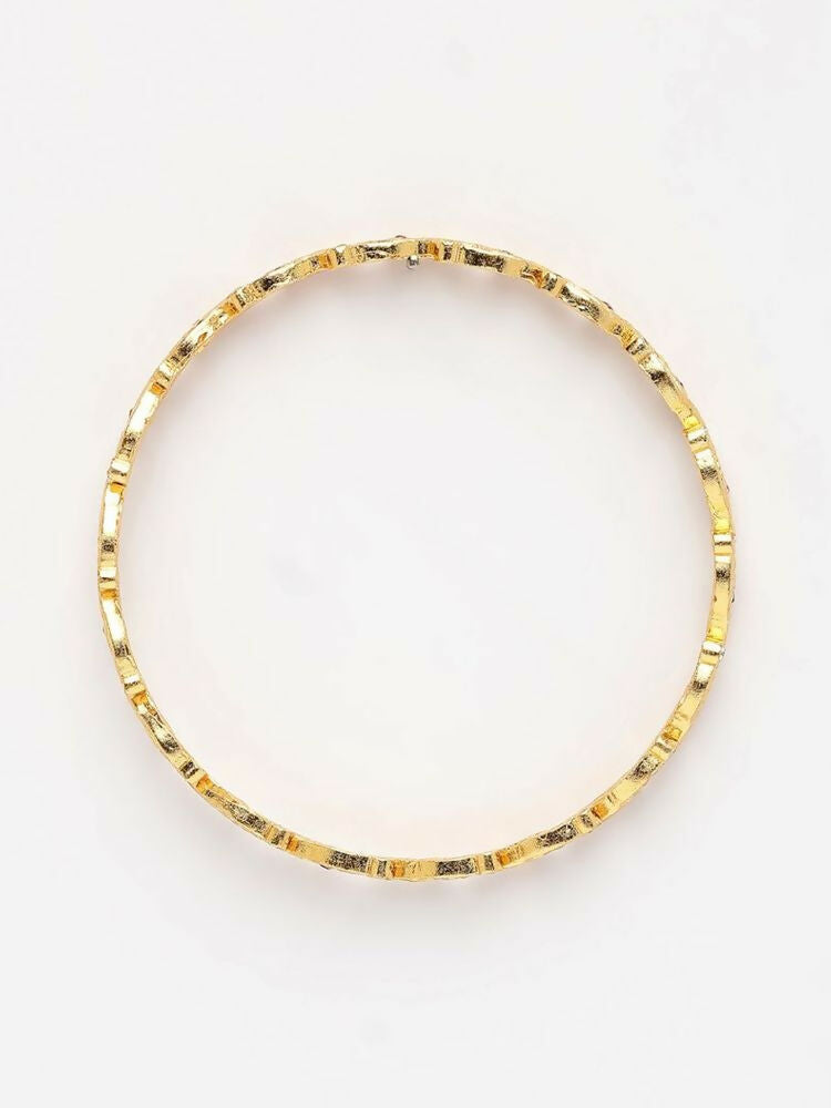 NVR Women Set of 2 Gold Plated CZ Stone Bangle | Grocsy