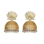 Joban Fashion Women Matte Gold Brass Jhumka | Grocsy