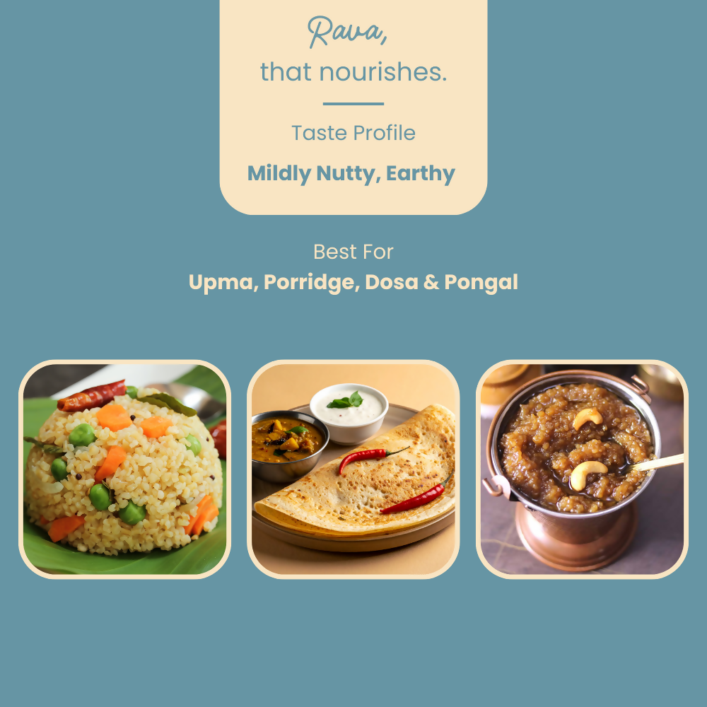 Praakritik Natural Khapli Wheat Rava Roasted Samba Rava | Grocsy
