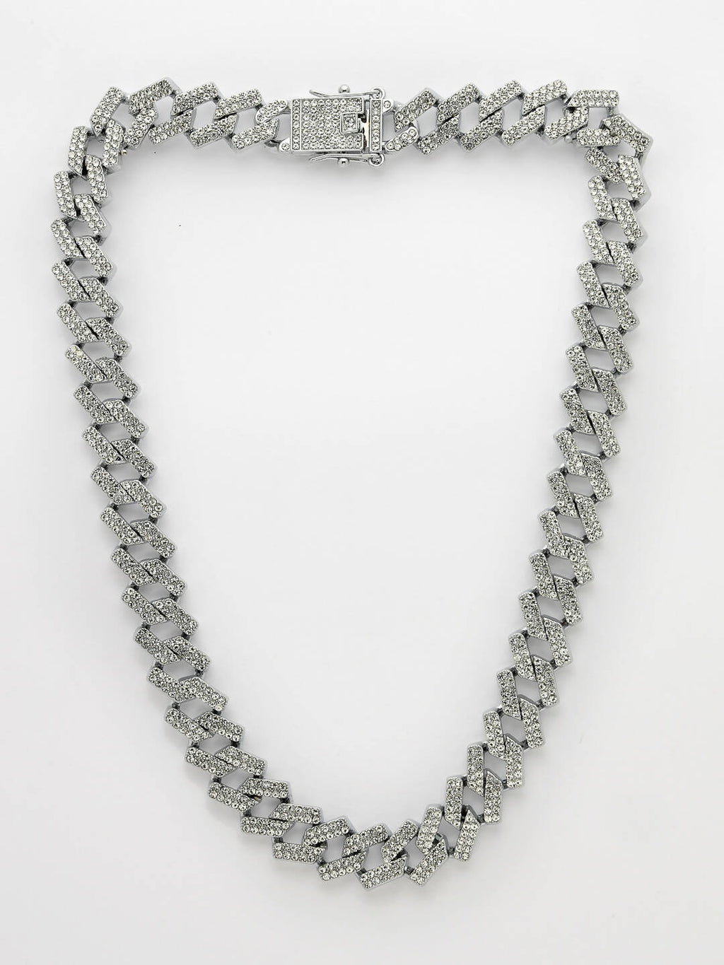 NVR Men Silver-Plated Stainless Steel American Diamond Chain | Grocsy