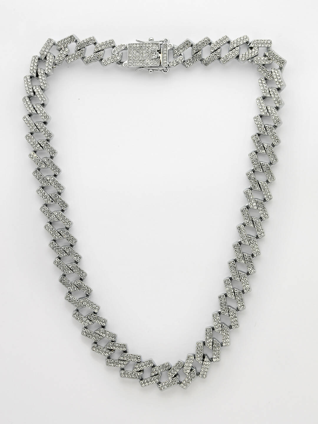 NVR Men Silver-Plated Stainless Steel American Diamond Chain | Grocsy