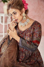 Everywhere Designer Maroon Dola Silk Gown With Dupatta - Anbazaar | Grocsy