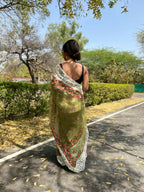Vamsee Riddhi-Siddhi -1 Green Organza Saree | Grocsy