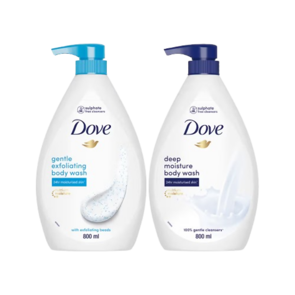 Dove Body Wash Value Pack - Deep Moisture & Gentle Exfoliating Combo | Grocsy