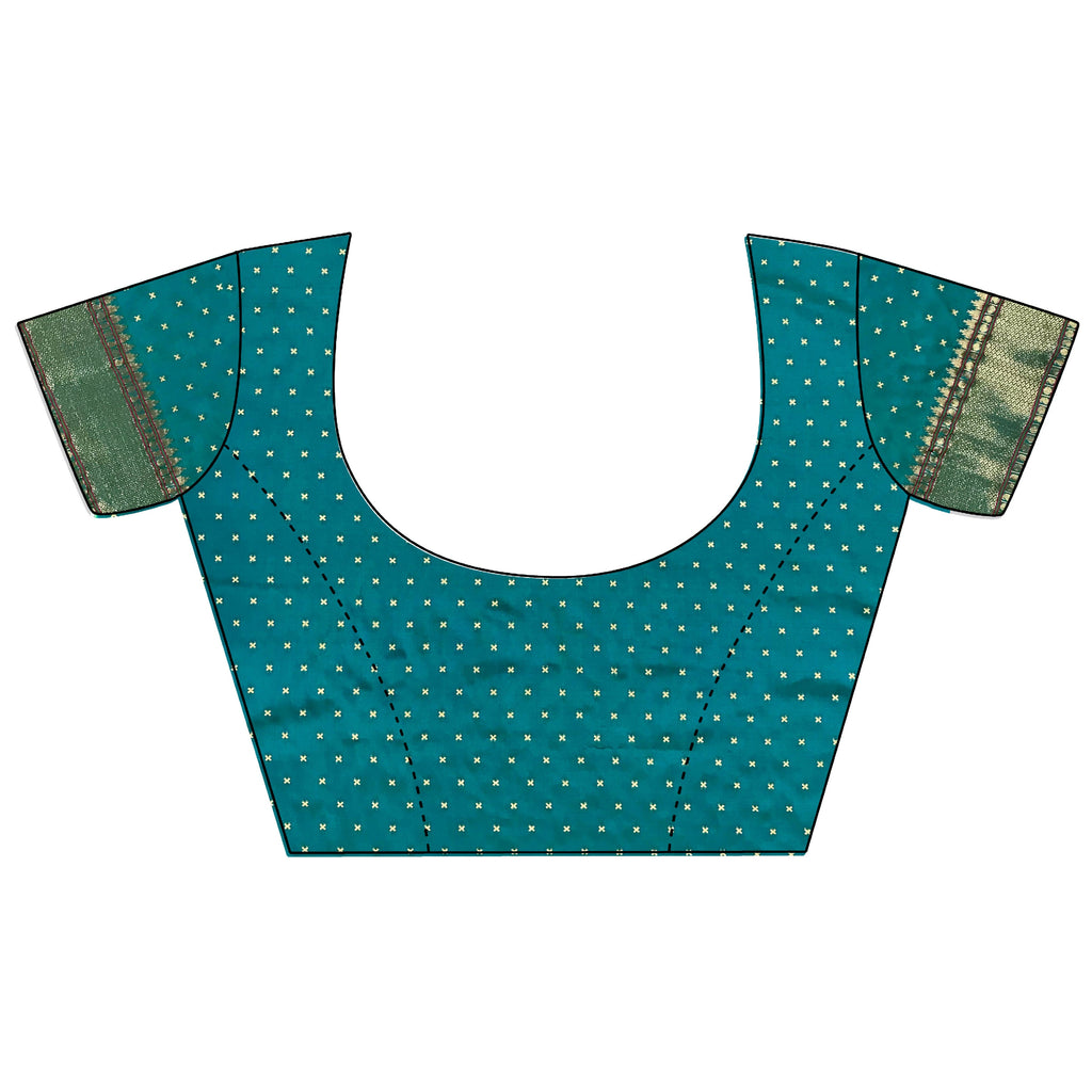 Joban Fashion Teal Butti Woven Soft Lichi Silk Paithani Saree | Grocsy