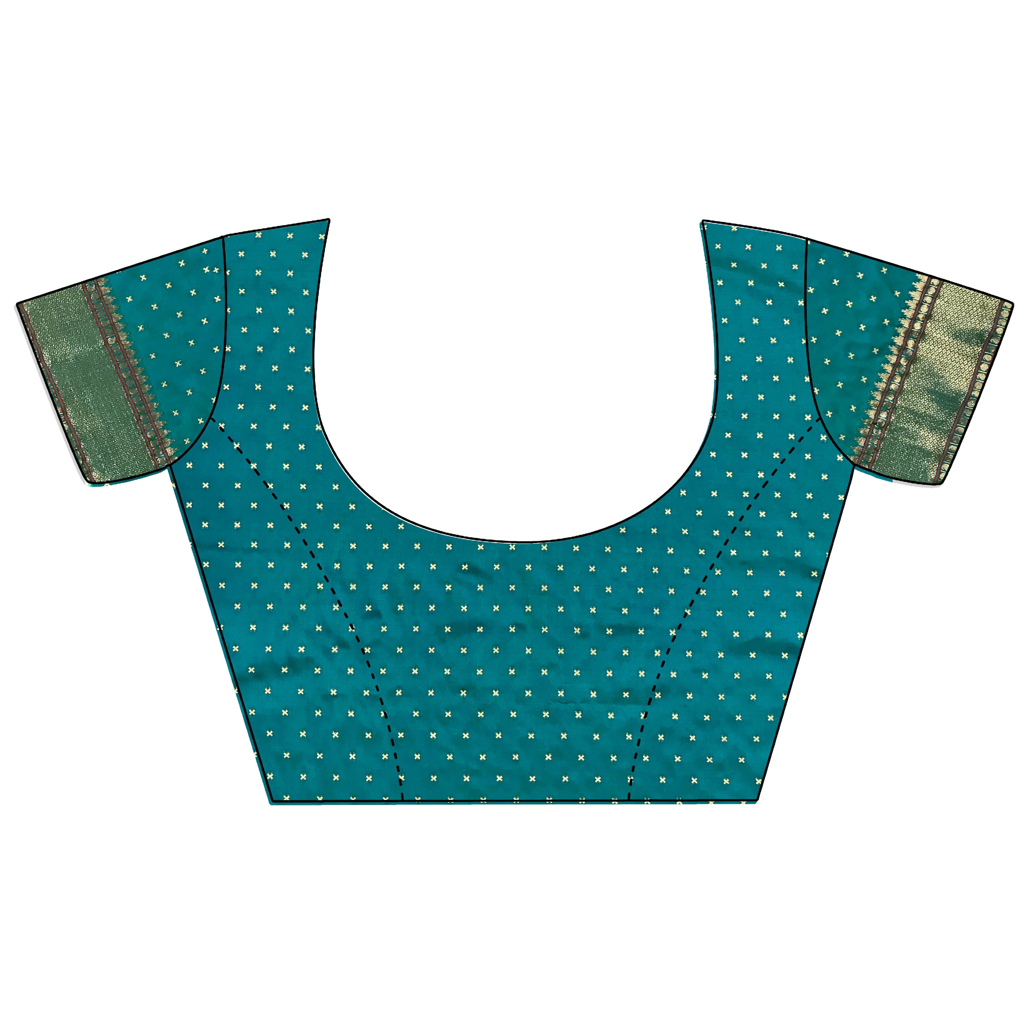 Joban Fashion Teal Butti Woven Soft Lichi Silk Paithani Saree | Grocsy