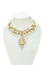 Mominos Fashion Johar Kamal Gold-Polished Rani Haar with Off white Pearls Jewellery Set