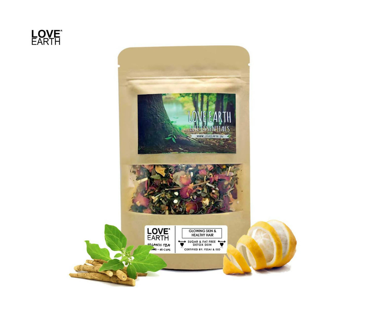 Love Earth Life Essentials Organic tea (Glowing Skin & Healthy Hair) | Grocsy