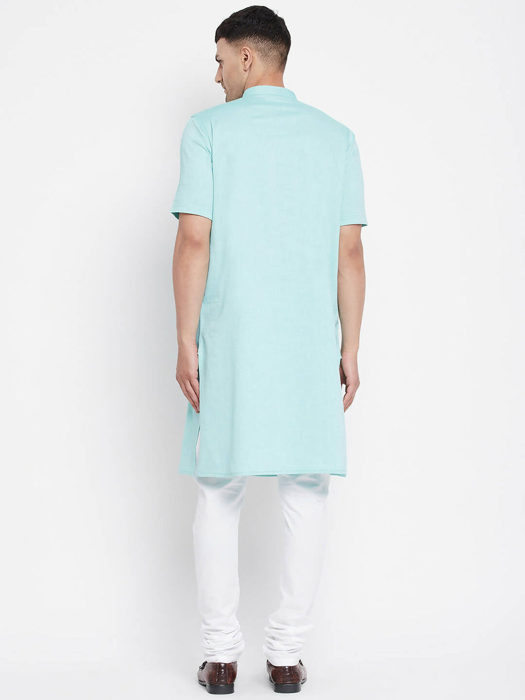 Even Apparels Green Pure Cotton Men's H/S Kurta With Band Collar | Grocsy