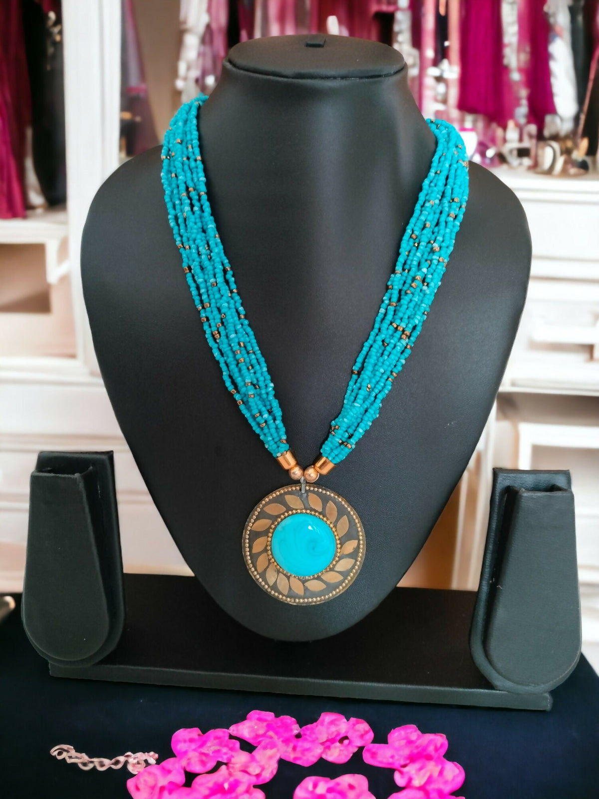 Inhanns Everyday Statement Beaded Pendant Necklace - Sky Blue | Grocsy