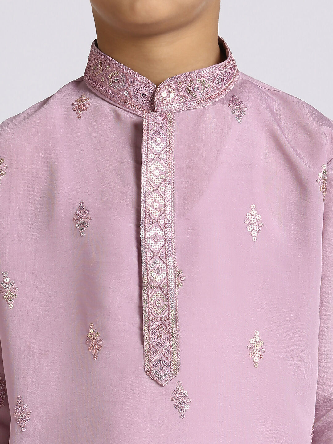 Joban Fashion Kids Island Traditional Ethnic Wear with Silk Sequence Embroidery Full Sleeves Kurta and Pyjama Set - Purple | Grocsy