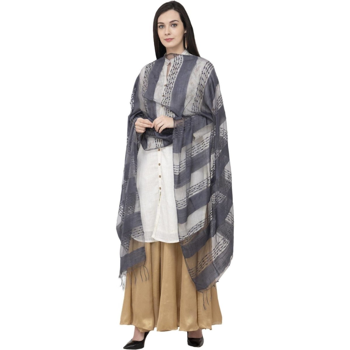 A R Silk Payal Plan Regular Dupatta Gray Color Dupatta or Chunni | Grocsy