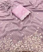 Pink Pure Chiffon Woven Design Saree with Unstitched Blouse - A2M | Grocsy