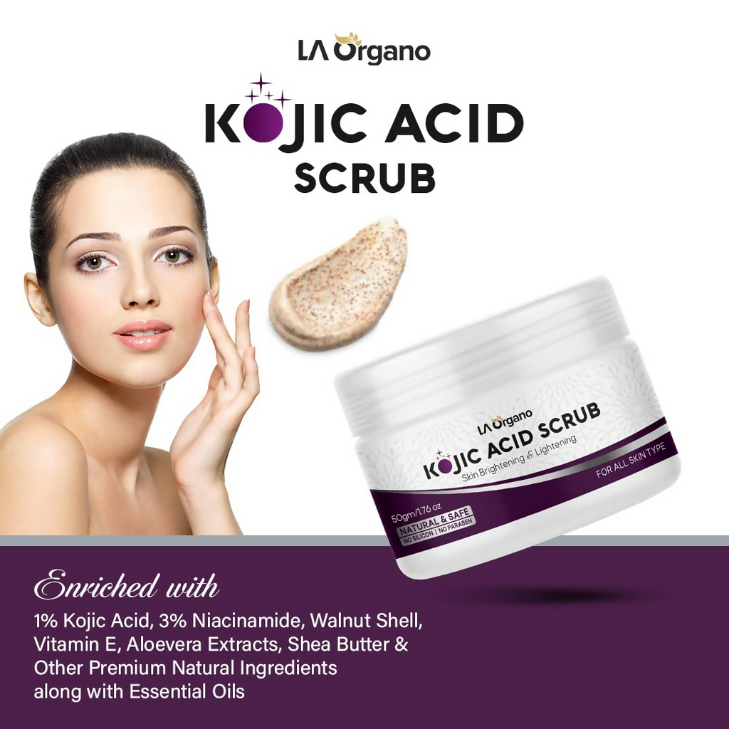LA Organo 1% Kojic Acid Skin Lightening & Brightening Face & Body Scrub | Grocsy