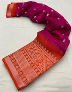 Rani Jute Silk Ethnic Motifs Saree with Unstitched Blouse - A2M | Grocsy