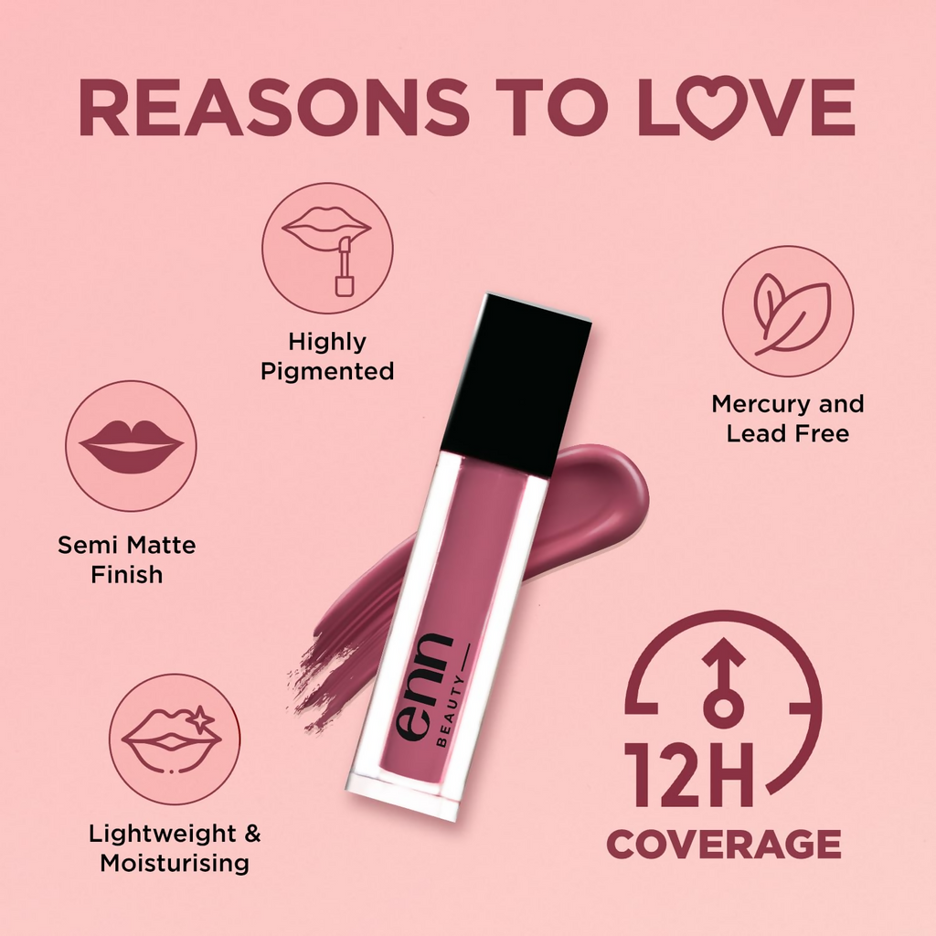 Enn Semi Matte Red Liquid Lipstick - Berry Vodka | Grocsy