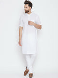 Even Apparels White Color Pure Cotton Men's Kurta With Band Collar | Grocsy
