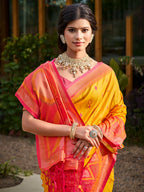 Anaita Yellow Soft Silk Saree With Floral Printed Work With Blouse | Grocsy