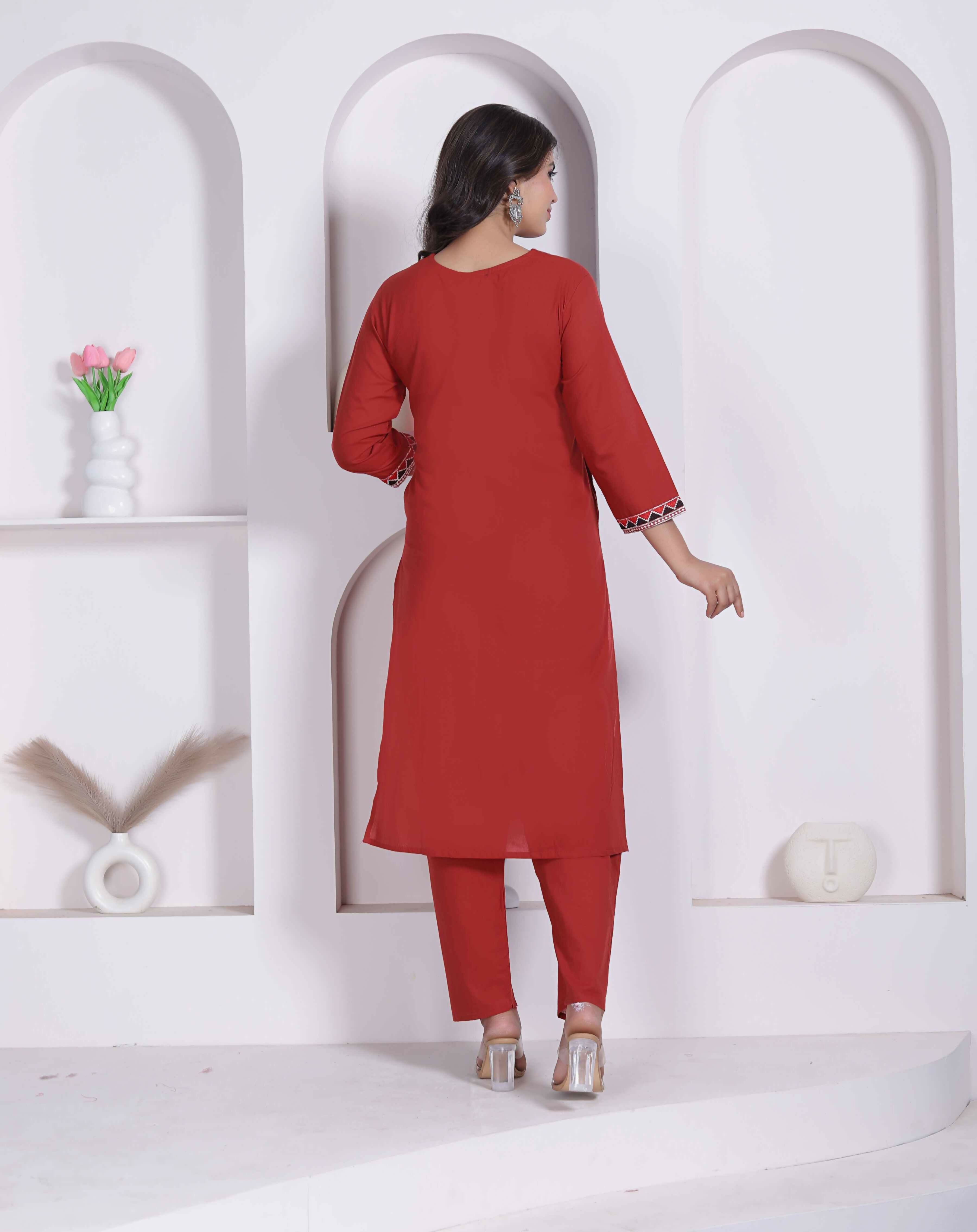 Miravan Womens Brown Straight Kurta Set | Grocsy