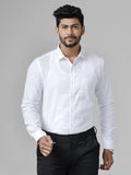 Ramraj Cotton Cotton Linen Full Sleeve White Shirt | Grocsy