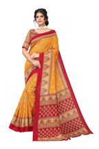 Vamika mustard Printed Art Silk Saree | Grocsy