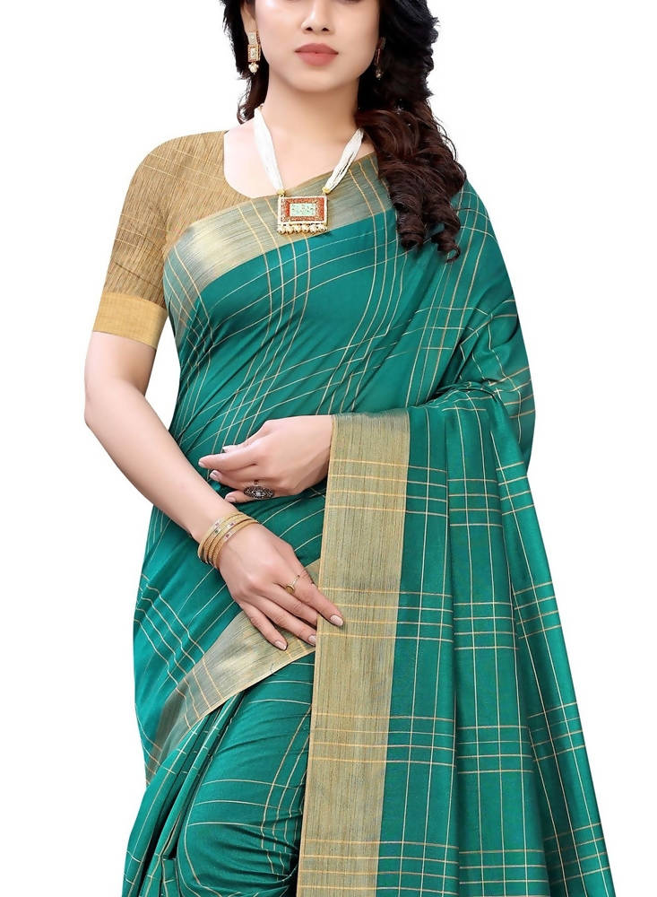 Vamika Green Cotton Silk Weaving Saree (Anaya Green) | Grocsy