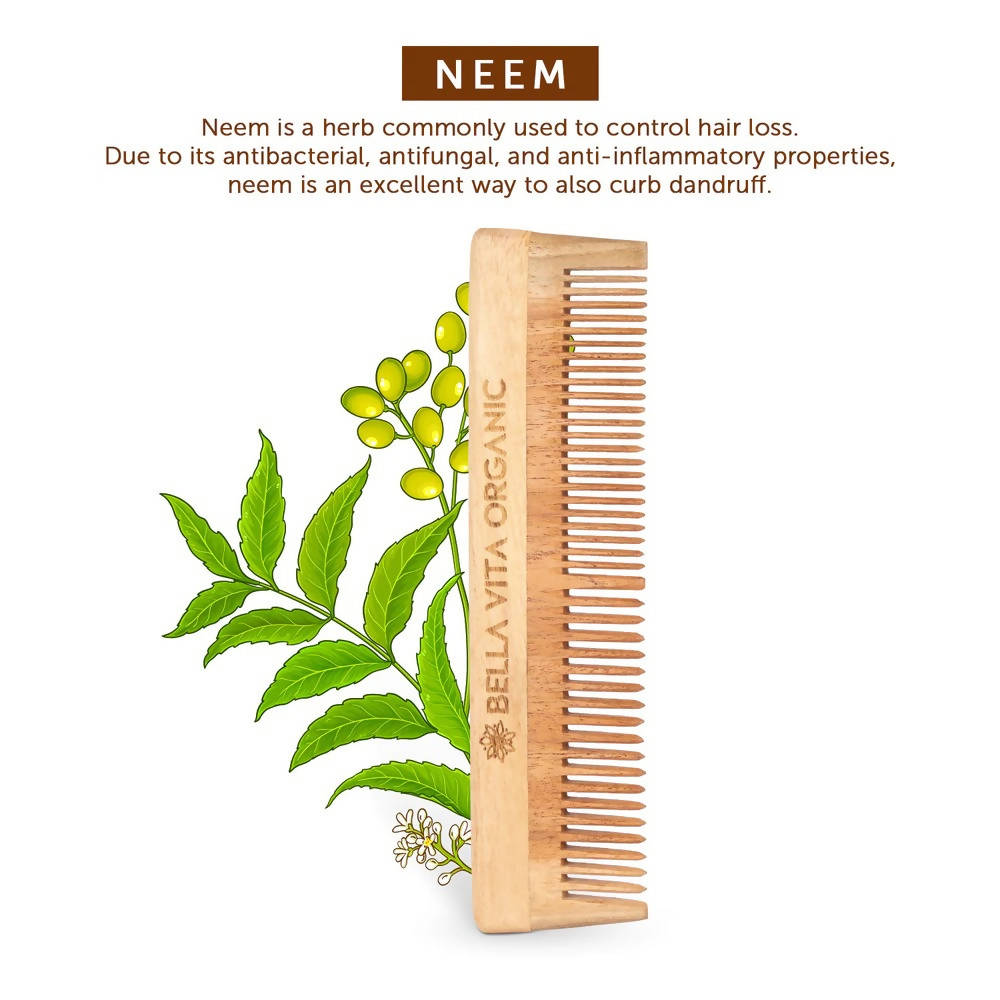 Bella Vita Organic Dual Teeth Wooden Neem Comb | Grocsy