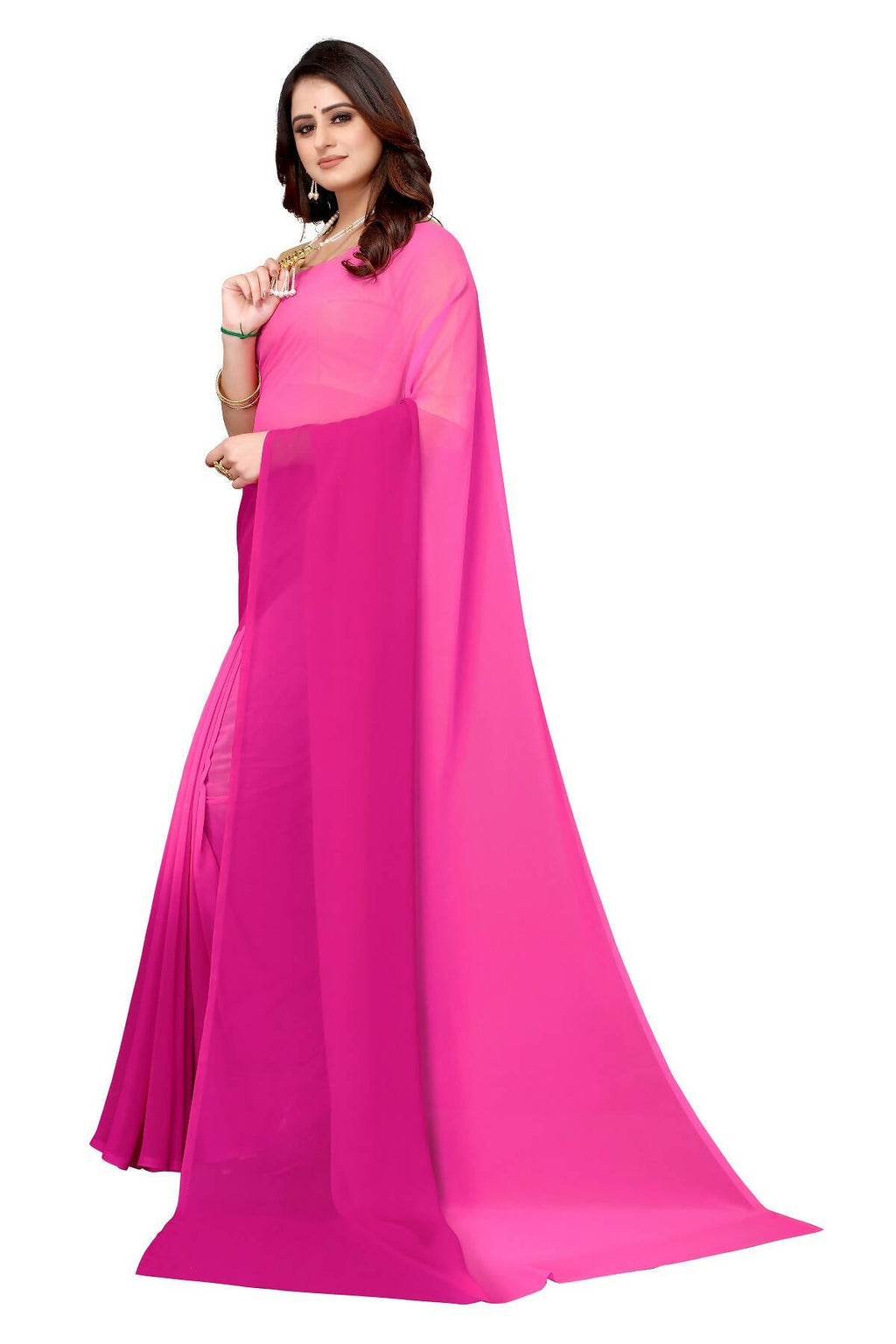 Vamika Pink Half N Half Georgette Saree | Grocsy