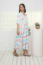 Myshka Women Multi - Floral Rayon A-Line V-Neck Dress | Grocsy