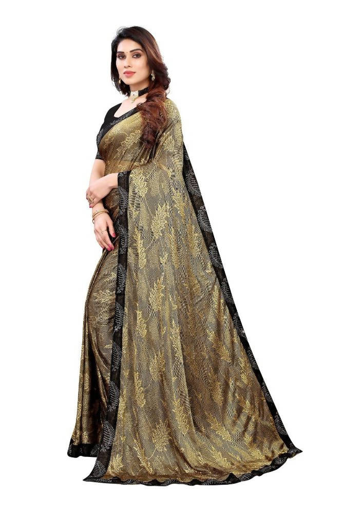 Vamika Golden Malai Silk Embroidery Saree | Grocsy