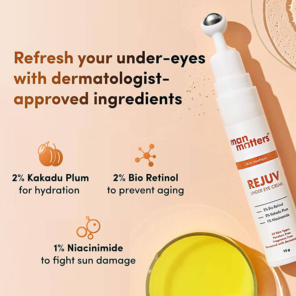 Man Matters Rejuv Under Eye Cream For Men With Kakadu Plum, Bio Retinol & 1% Niacinamide | Grocsy
