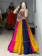 Yash Enterprise Multi Color Rayon Cotton Embroidery Semi Stitched Navratri Top Chaniya Choli | Grocsy