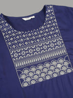 Sztori Floral Embroidered Yoke Design Thread Work Straight Kurta | Grocsy