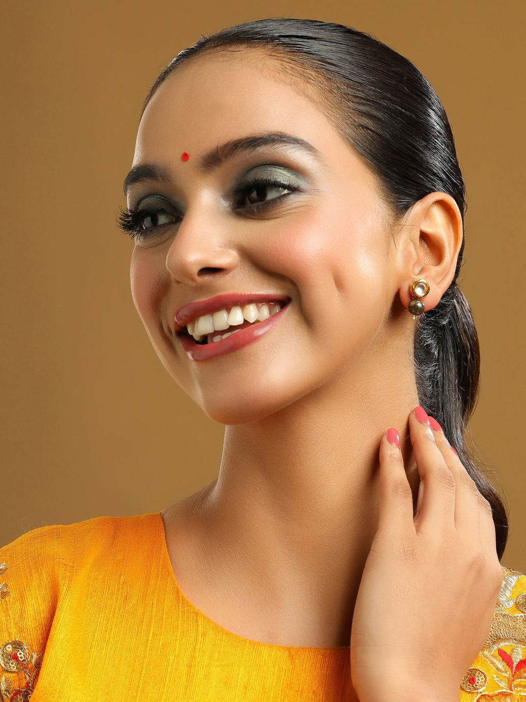 Ruby Raang Purple Pyrite Kundan Studs | Grocsy