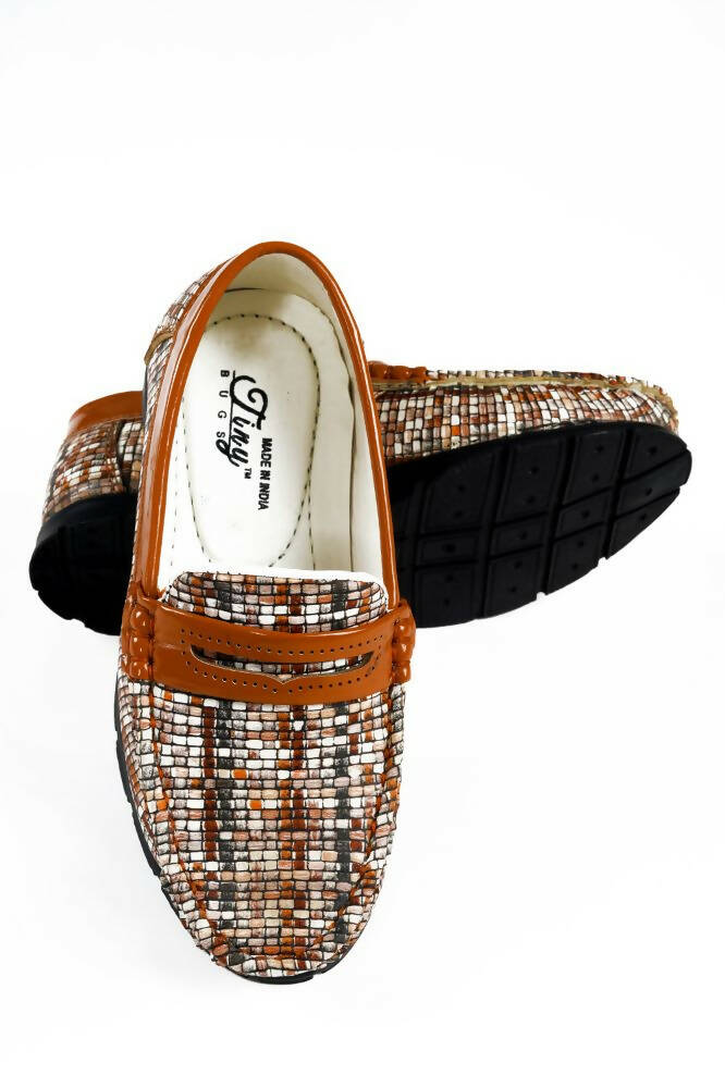 Tiny Bugs Boys Printed Slip On Loafers - Tan | Grocsy