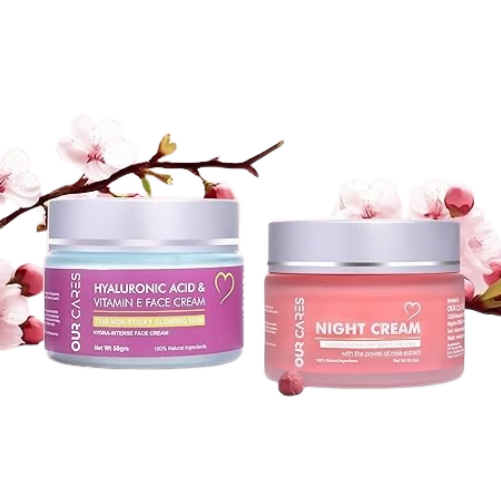 Our Cares Moisturizer With Hyaluronic Acid Vitamin E + Night Cream - Combo | Grocsy