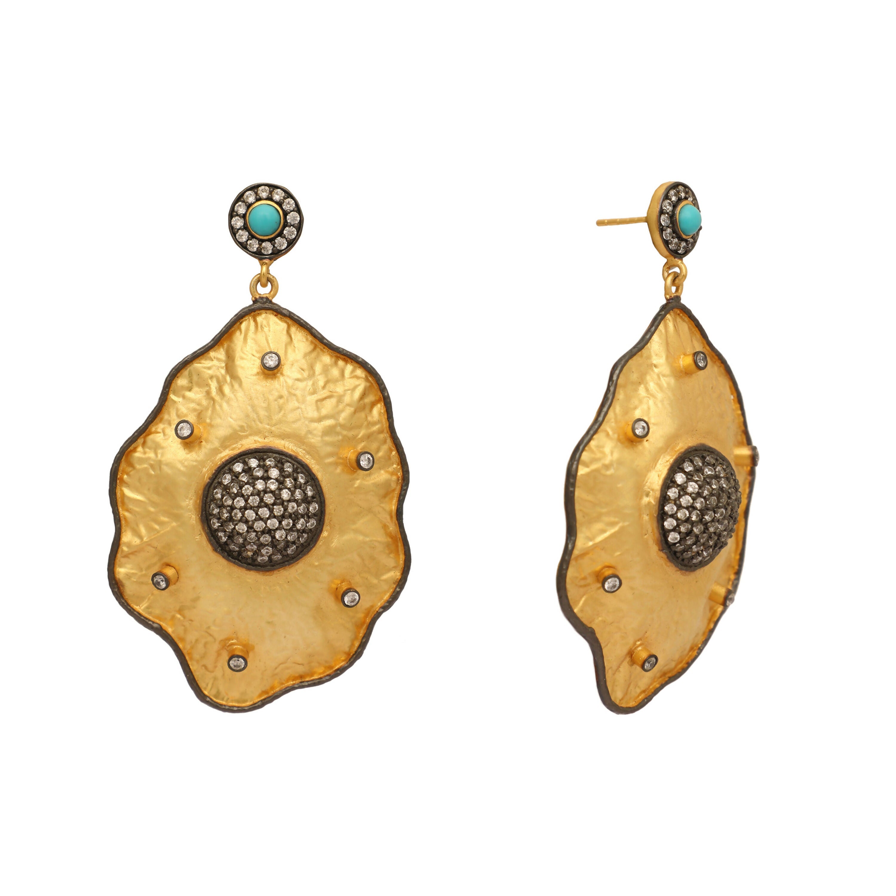 Nuyug 18k Gold-Plated American Diamond Studded Anti Tarnish Contemporary Dangler Earrings | Grocsy