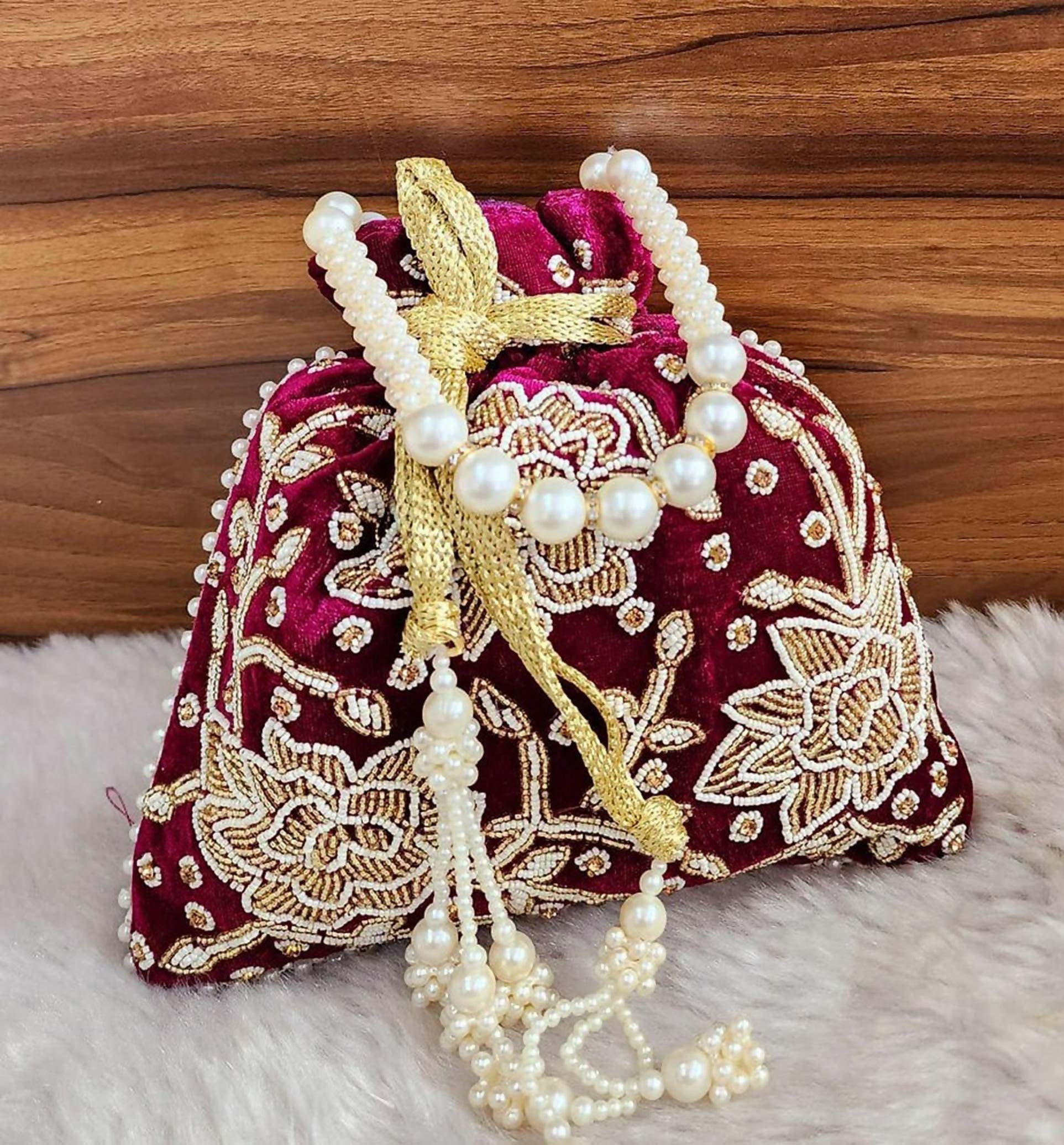 Joban Fashion Potli Bags - Wine | Grocsy