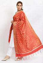 Mominos Fashion Moeza Women's Banarsi Silk All Over Woven Design Red Dupatta | Grocsy