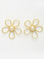 NVR Women's Gold Floral Shape Beaded Handcrafted Jewellery Set | Grocsy