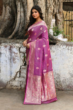 Joban Fashion Magenta Pure Katan Pure Handloom Banarasi Silk Saree | Grocsy