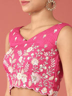 House of Panchhi Rose Tone Shadding Net Sequinse Work Lehenga & Blouse, Dupatta | Grocsy